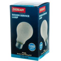 Eveready 100W Rough Service Pearl GLS Screw Cap E27/ ES Light Bulb